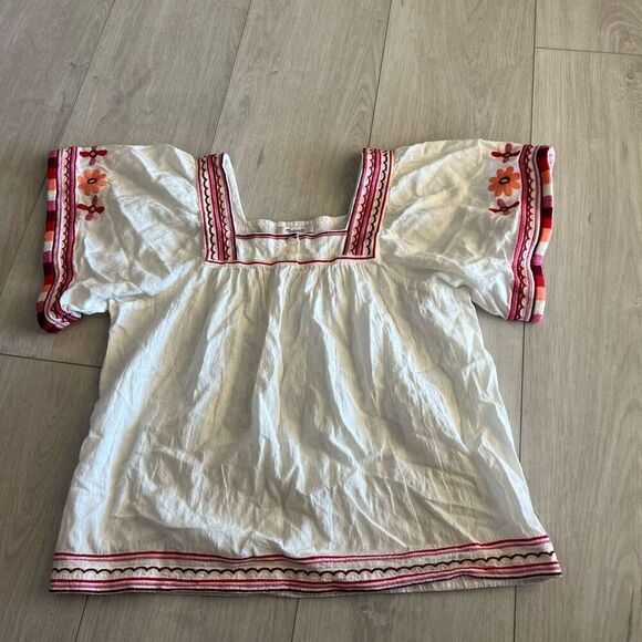 MADEWELL Embroidered Sandblossom Top Size Small, White Wash - Picture 1 of 9